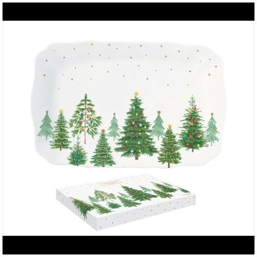 Easy Life-Nuova Porcelántálca 35x23cm, dobozban, Festive Trees