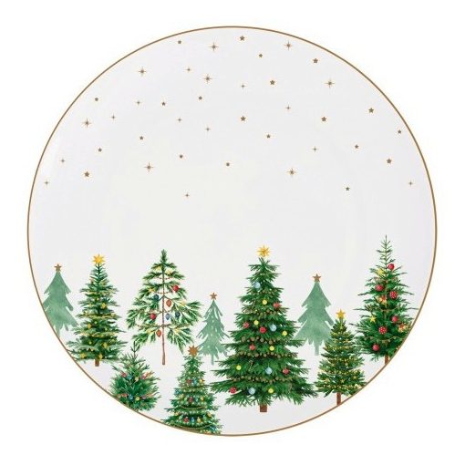 Porcelán lapostányér 27cm, Festive Trees