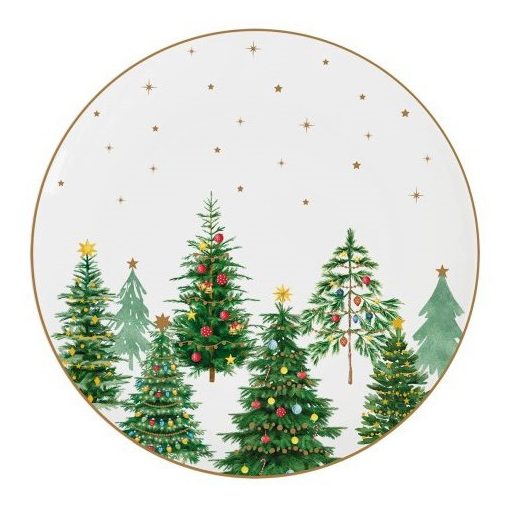 Porcelán desszerttányér 19cm, Festive Trees