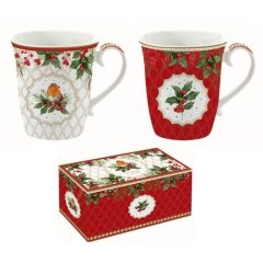   Porcelán bögreszett 2db-os,275ml, dobozban, Christmas Berries