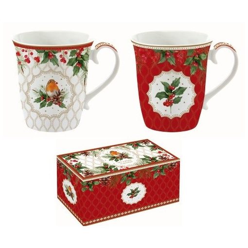 Porcelán bögreszett 2db-os,275ml, dobozban, Christmas Berries