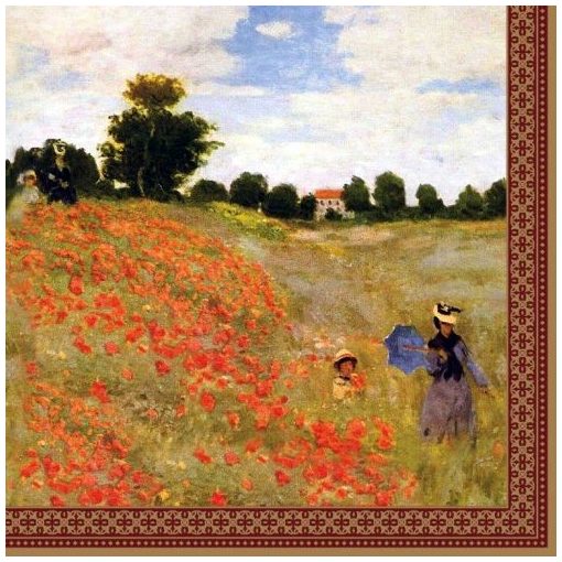 Papírszalvéta 33x33cm, 20db-os, Monet: Pipacsmező