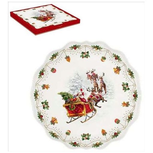 Porcelántálca kerek,32cm, dobozban, Nostalgic Christmas