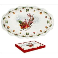   Porcelántálca ovál,40x25,5cm, dobozban, Nostalgic Christmas