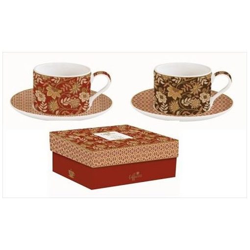 Porceláncsésze+alj 240ml,2 személyes, dobozban, Coffee Mania, Fleurs Des Reves