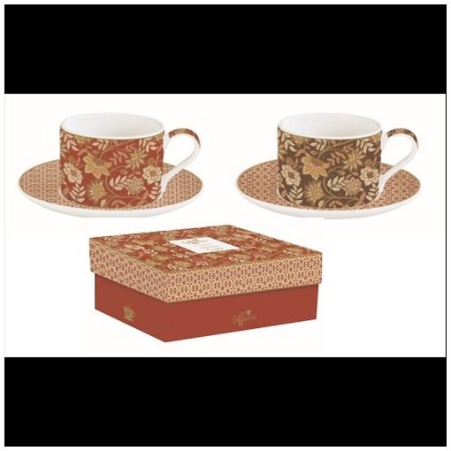 Porceláncsésze+alj 240ml,2 személyes, dobozban, Coffee Mania, Fleurs Des Reves