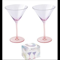   Easy Life-Nuova Martinis üvegpohárszett 2 db-os, színes, 270ml, dobozban, lila-piros, Rainbow