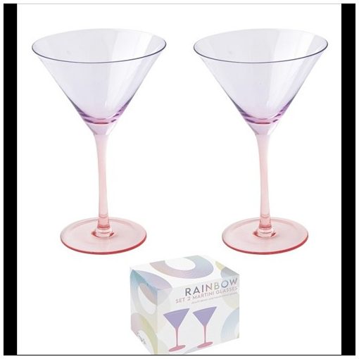 Easy Life-Nuova Martinis üvegpohárszett 2 db-os, színes, 270ml, dobozban, lila-piros, Rainbow