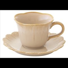   Easy Life-Nuova Porcelán eszpresszócsésze+alj 110ml, Fleuri terracotta