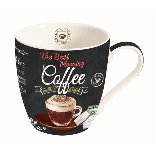 Porcelánbögre 350ml, dobozban, It's Coffee Time Brown