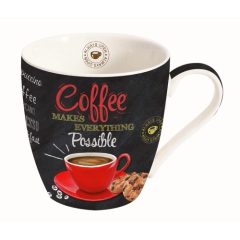 Porcelánbögre 350ml, dobozban, It's Coffee Time Red