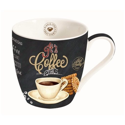 Porcelánbögre 350ml, dobozban, It's Coffee Time White