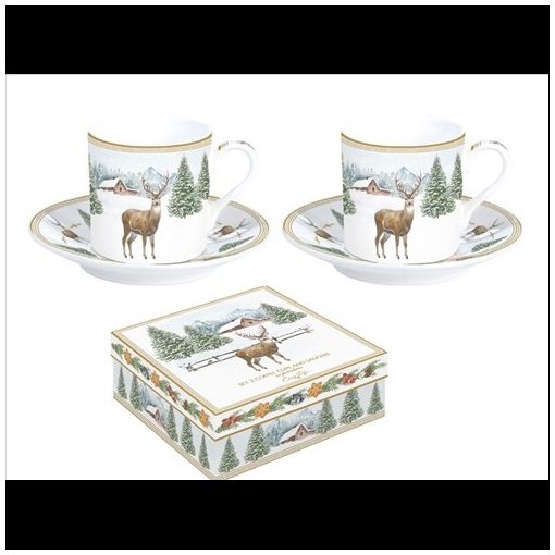 Easy Life-Nuova Porcelán eszpresszócsésze+alj 2 személyes, 100ml, dobozban, White Forest