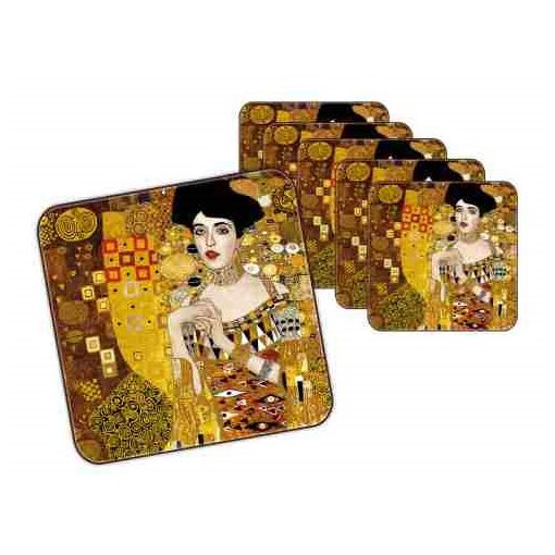 Parafa poháralátét 10x10 cm, 6 db-os, Klimt: Adele Bloch